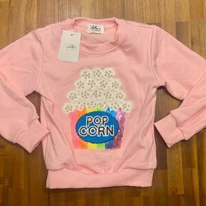 Lola + The Boys Pink Pearls & Popcorn Sweatshirt NWT
